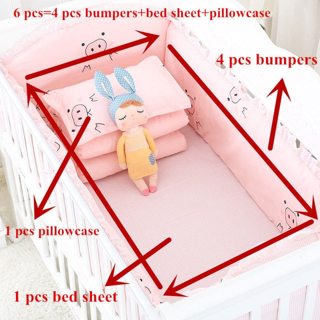 6pcs/set Blue Universe Design Crib Bedding Set Cotton Toddler Baby Bed Linens Include Baby Cot Bumpers Bed Sheet Pillowcase