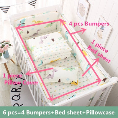 6pcs/set Blue Universe Design Crib Bedding Set Cotton Toddler Baby Bed Linens Include Baby Cot Bumpers Bed Sheet Pillowcase