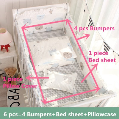 6pcs/set Blue Universe Design Crib Bedding Set Cotton Toddler Baby Bed Linens Include Baby Cot Bumpers Bed Sheet Pillowcase