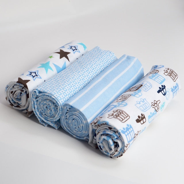 4 Pcs/Lot 100% Cotton Flannel Receiving Baby Blanket Soft Baby Muslin Diapers Newborn Swaddle Blanket Muslin Swaddle 76*76 CM