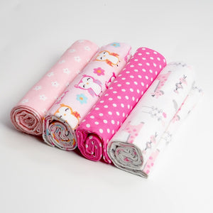 4 Pcs/Lot 100% Cotton Flannel Receiving Baby Blanket Soft Baby Muslin Diapers Newborn Swaddle Blanket Muslin Swaddle 76*76 CM