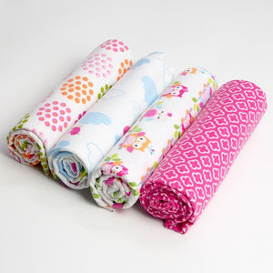 4 Pcs/Lot 100% Cotton Flannel Receiving Baby Blanket Soft Baby Muslin Diapers Newborn Swaddle Blanket Muslin Swaddle 76*76 CM