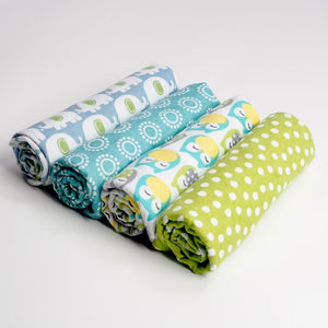 4 Pcs/Lot 100% Cotton Flannel Receiving Baby Blanket Soft Baby Muslin Diapers Newborn Swaddle Blanket Muslin Swaddle 76*76 CM