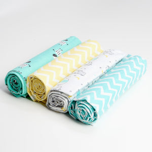 4 Pcs/Lot 100% Cotton Flannel Receiving Baby Blanket Soft Baby Muslin Diapers Newborn Swaddle Blanket Muslin Swaddle 76*76 CM