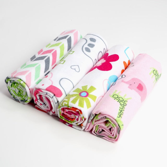 4 Pcs/Lot 100% Cotton Flannel Receiving Baby Blanket Soft Baby Muslin Diapers Newborn Swaddle Blanket Muslin Swaddle 76*76 CM