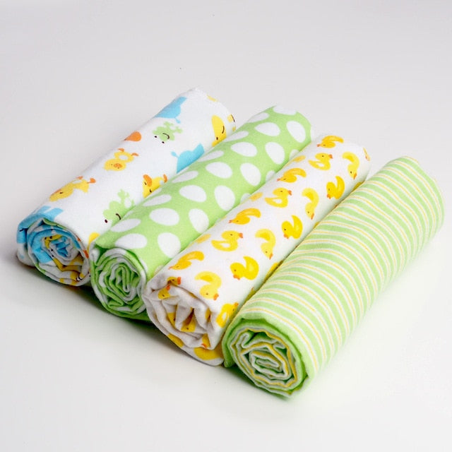 4 Pcs/Lot 100% Cotton Flannel Receiving Baby Blanket Soft Baby Muslin Diapers Newborn Swaddle Blanket Muslin Swaddle 76*76 CM