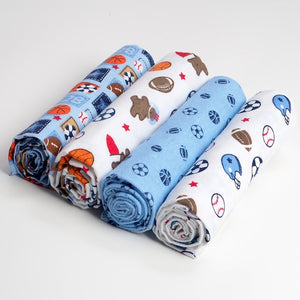 4 Pcs/Lot 100% Cotton Flannel Receiving Baby Blanket Soft Baby Muslin Diapers Newborn Swaddle Blanket Muslin Swaddle 76*76 CM