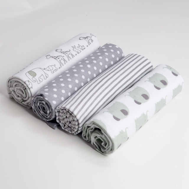 4 Pcs/Lot 100% Cotton Flannel Receiving Baby Blanket Soft Baby Muslin Diapers Newborn Swaddle Blanket Muslin Swaddle 76*76 CM