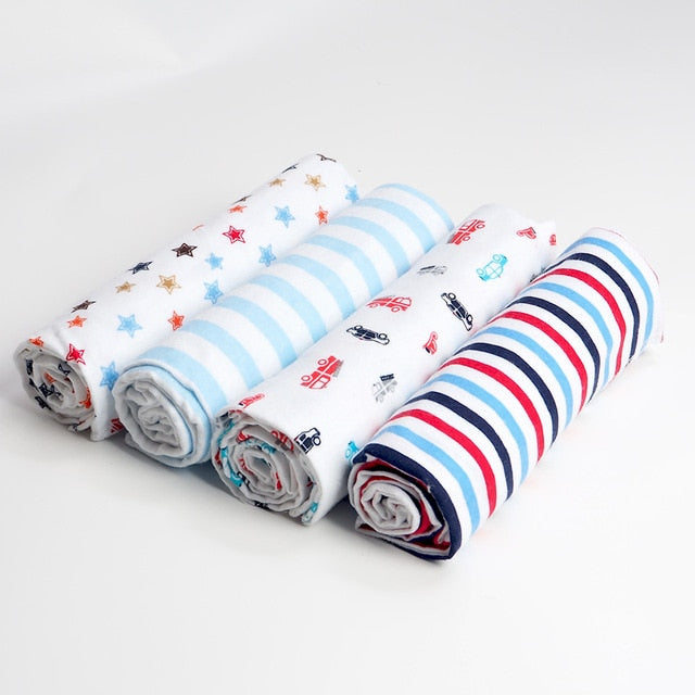 4 Pcs/Lot 100% Cotton Flannel Receiving Baby Blanket Soft Baby Muslin Diapers Newborn Swaddle Blanket Muslin Swaddle 76*76 CM