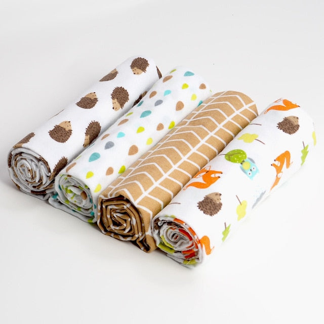 4 Pcs/Lot 100% Cotton Flannel Receiving Baby Blanket Soft Baby Muslin Diapers Newborn Swaddle Blanket Muslin Swaddle 76*76 CM