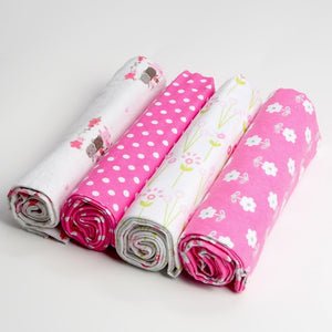 4 Pcs/Lot 100% Cotton Flannel Receiving Baby Blanket Soft Baby Muslin Diapers Newborn Swaddle Blanket Muslin Swaddle 76*76 CM