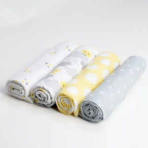 4 Pcs/Lot 100% Cotton Flannel Receiving Baby Blanket Soft Baby Muslin Diapers Newborn Swaddle Blanket Muslin Swaddle 76*76 CM