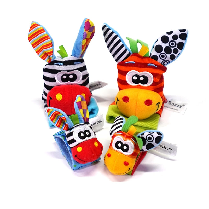 Sozzy hot Baby toy socks Baby Toys Gift Plush Garden Bug Wrist Rattle 4 Styles Educational Toys cute bright color