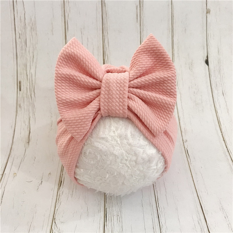 1pcs Solid Cotton Big Bow Hat Baby Kids Headbands Soft Comfortable Cat Turban Children Hair Accessories