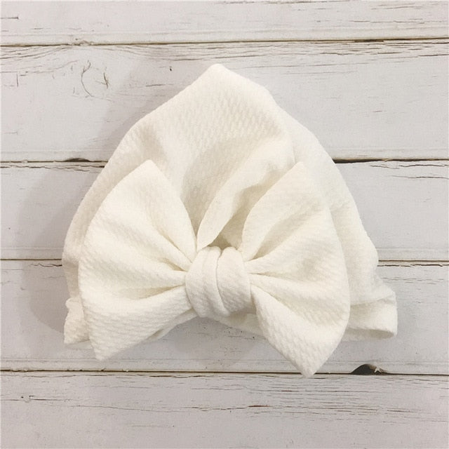 1pcs Solid Cotton Big Bow Hat Baby Kids Headbands Soft Comfortable Cat Turban Children Hair Accessories