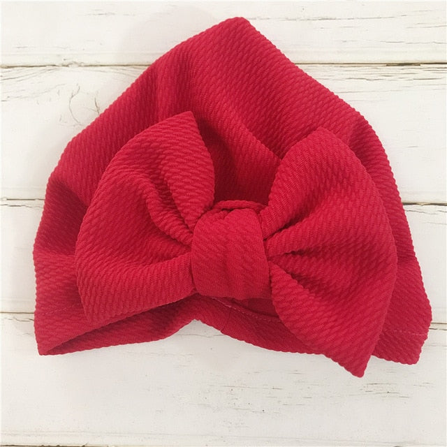 1pcs Solid Cotton Big Bow Hat Baby Kids Headbands Soft Comfortable Cat Turban Children Hair Accessories