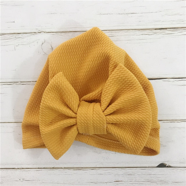 1pcs Solid Cotton Big Bow Hat Baby Kids Headbands Soft Comfortable Cat Turban Children Hair Accessories