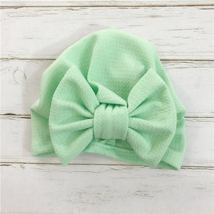 1pcs Solid Cotton Big Bow Hat Baby Kids Headbands Soft Comfortable Cat Turban Children Hair Accessories