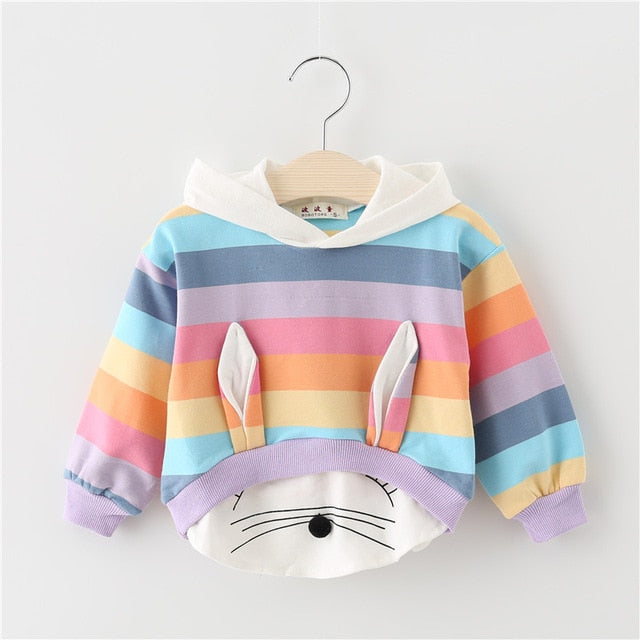 2019 New Spring Autumn Baby Girls Clothes Cotton Hooded Sweatshirt Cartoon Kids Casual Sportswear Infant Clothing