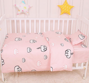 Baby Bedding Set 100%Cotton Cartoon Crib Bed Bumper Newborns Sheet Duvet Cover Child Bed Protector Baby Washable Cot Bedding Set