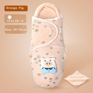 0-8M Newborn Baby Cotton Blanket Swaddle Cute Cartoon Toddler Winter Warm Sleeping Bags Sleep Sack Little Baby Stroller Wrap