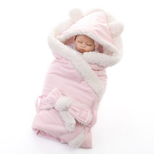 MOTOHOOD Winter Baby Boys Girls Blanket Wrap Double Layer Fleece Baby Swaddle Sleeping Bag For Newborns Baby Bedding Blanket Kid