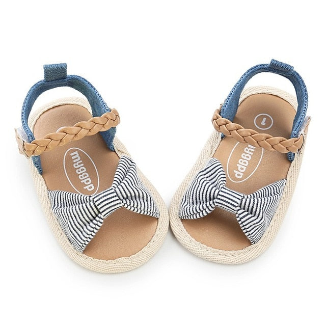 Fashion Newborn Infant Baby Girls Princess Shoes Bowknot Toddler Summer Sandals PU Non-slip Shoes 0-18M