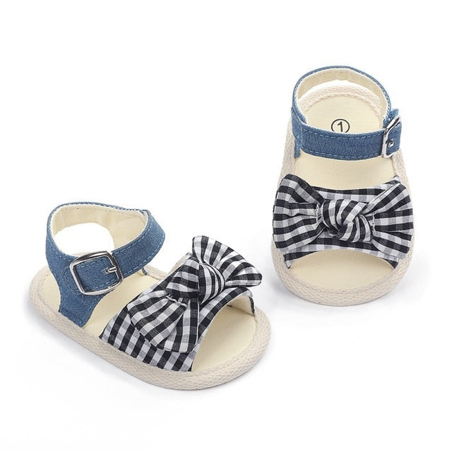 Fashion Newborn Infant Baby Girls Princess Shoes Bowknot Toddler Summer Sandals PU Non-slip Shoes 0-18M