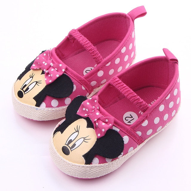 Disney Minnie mouse spring and summer new 0-1 female baby Crib shoes soft bottom cartoon Princess baby girls  toddler shoes