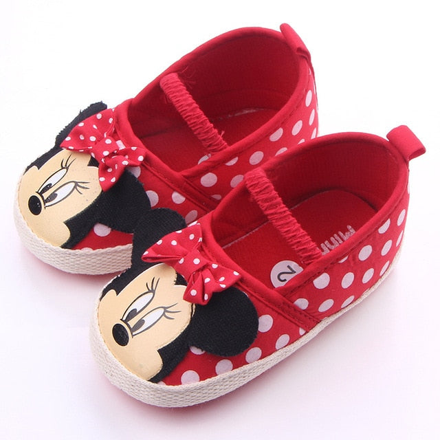 Disney Minnie mouse spring and summer new 0-1 female baby Crib shoes soft bottom cartoon Princess baby girls  toddler shoes