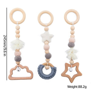 Let's Make Baby Gym Wood Crochet Star Bell Unicorn Beech Wood Teething Toys Play Gym Set Baby Shower Gift Toys For Newborn 1 Set