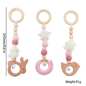 Let's Make Baby Gym Wood Crochet Star Bell Unicorn Beech Wood Teething Toys Play Gym Set Baby Shower Gift Toys For Newborn 1 Set