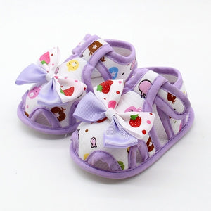 Newborn Baby Girls Shoes Bow Breathable Anti-Slip Summer Shoes Sandals Toddler Soft Soled First Walkers Shoe