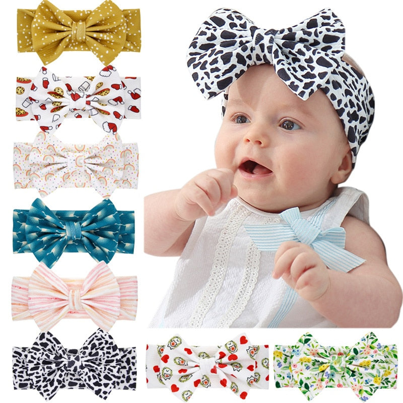 Children Floral Print Bow Wide Hair Head Band Headdress Accessories Baby Newborn Headband Headwear Headwrap Accessories Gifts