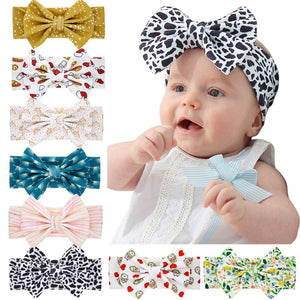 Children Floral Print Bow Wide Hair Head Band Headdress Accessories Baby Newborn Headband Headwear Headwrap Accessories Gifts