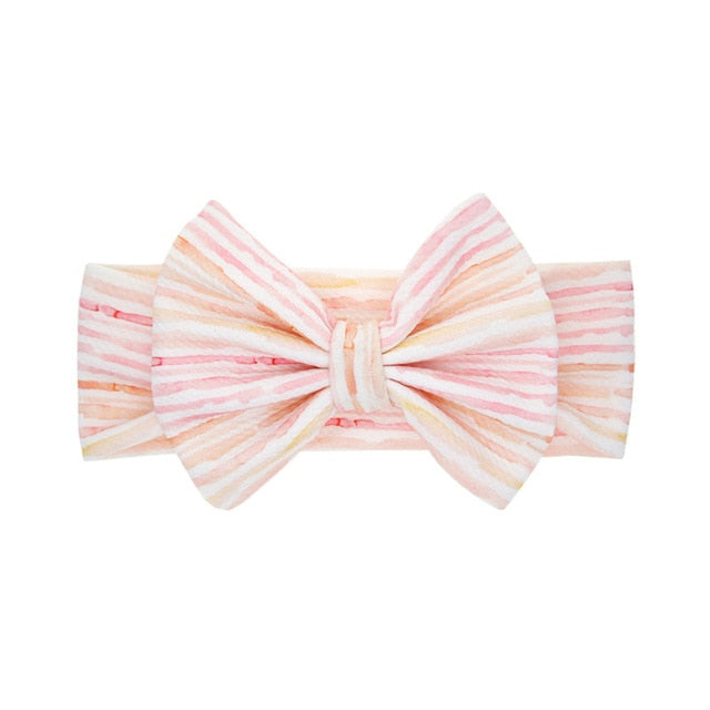 Children Floral Print Bow Wide Hair Head Band Headdress Accessories Baby Newborn Headband Headwear Headwrap Accessories Gifts