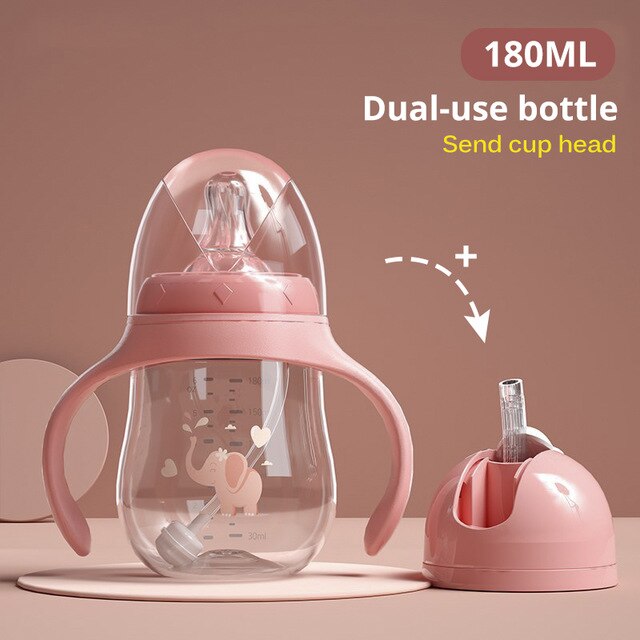 Baby Bottles Newborn Infant Straw Drinking Cup Kid Milk Feeding Bottle For Baby Water Juice Dual-use Baby Bottle Feeder BPA Free