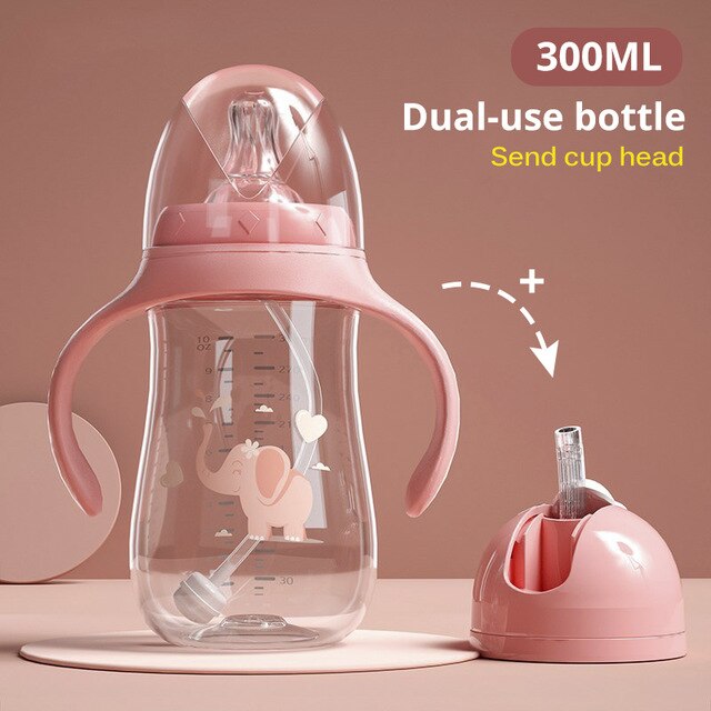 Baby Bottles Newborn Infant Straw Drinking Cup Kid Milk Feeding Bottle For Baby Water Juice Dual-use Baby Bottle Feeder BPA Free