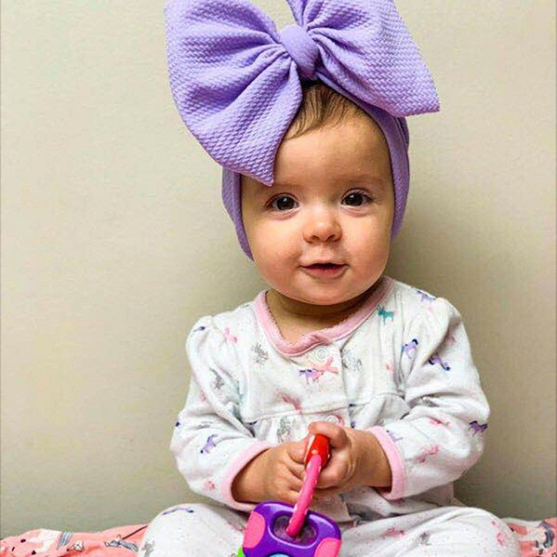 1pcs Solid Cotton Big Bow Hat Baby Kids Headbands Soft Comfortable Cat Turban Children Hair Accessories