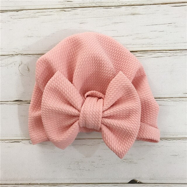 1pcs Solid Cotton Big Bow Hat Baby Kids Headbands Soft Comfortable Cat Turban Children Hair Accessories