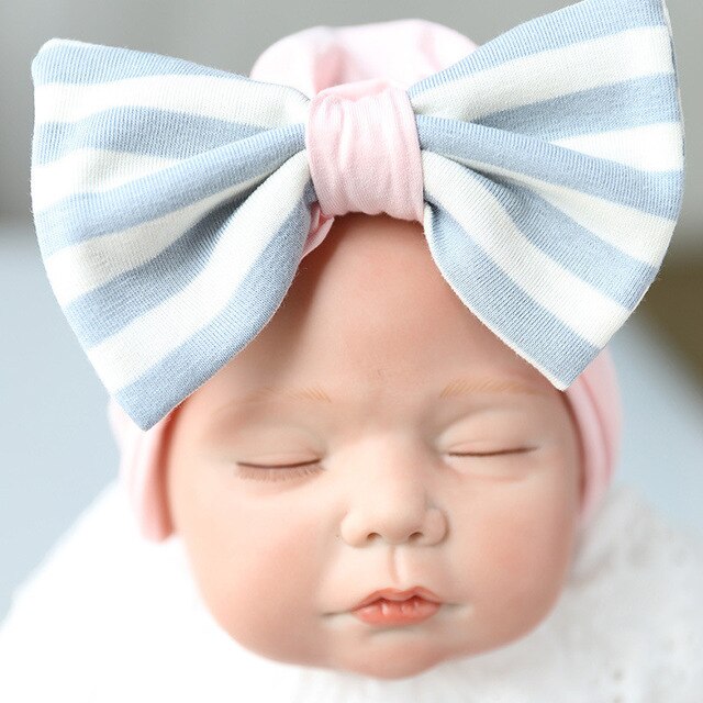 New Baby Solid Cotton Big Bow Hat Baby Kids Headbands Soft Multi Colors Warm Cat Turban Children Hair Accessories