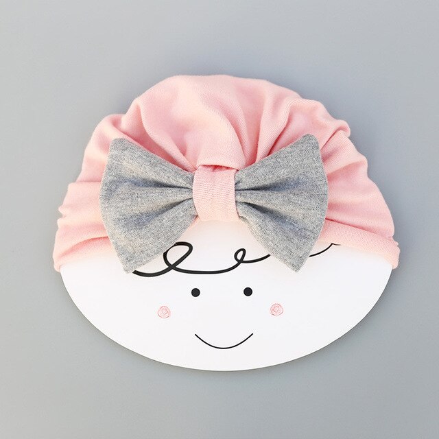 New Baby Solid Cotton Big Bow Hat Baby Kids Headbands Soft Multi Colors Warm Cat Turban Children Hair Accessories