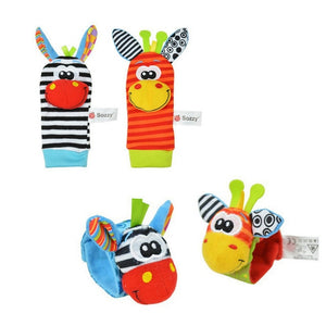 Sozzy hot Baby toy socks Baby Toys Gift Plush Garden Bug Wrist Rattle 4 Styles Educational Toys cute bright color