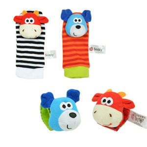 Sozzy hot Baby toy socks Baby Toys Gift Plush Garden Bug Wrist Rattle 4 Styles Educational Toys cute bright color