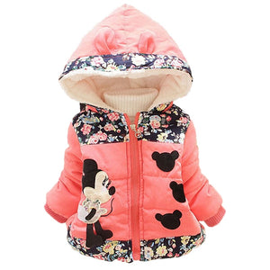 Winter Baby Jackets For Girls Clothes Baby Clothing Kids Hooded Coats Toddler Warm Minnie Mickey Jacket Infant Boys Outerwear