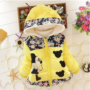 Winter Baby Jackets For Girls Clothes Baby Clothing Kids Hooded Coats Toddler Warm Minnie Mickey Jacket Infant Boys Outerwear