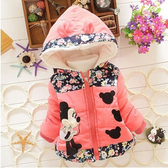 Winter Baby Jackets For Girls Clothes Baby Clothing Kids Hooded Coats Toddler Warm Minnie Mickey Jacket Infant Boys Outerwear