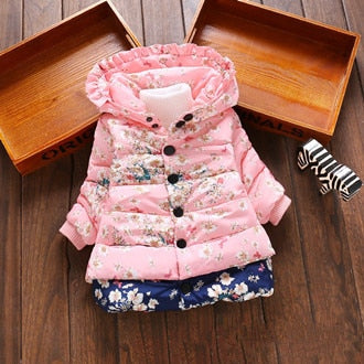 Winter Baby Jackets For Girls Clothes Baby Clothing Kids Hooded Coats Toddler Warm Minnie Mickey Jacket Infant Boys Outerwear