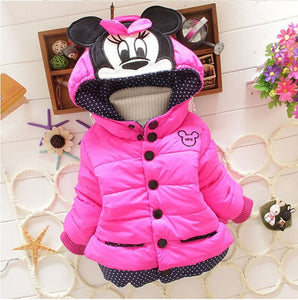 Winter Baby Jackets For Girls Clothes Baby Clothing Kids Hooded Coats Toddler Warm Minnie Mickey Jacket Infant Boys Outerwear