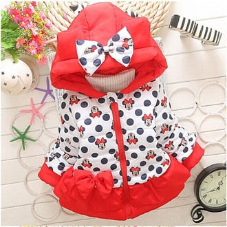 Winter Baby Jackets For Girls Clothes Baby Clothing Kids Hooded Coats Toddler Warm Minnie Mickey Jacket Infant Boys Outerwear